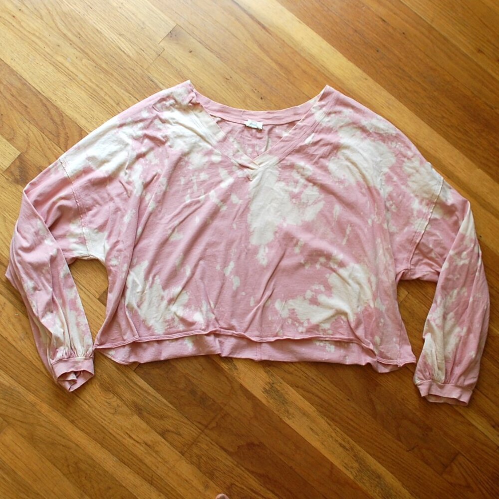 Peach Love Made in the USA Oversized Pink Tie Dye Crop Top Hippie